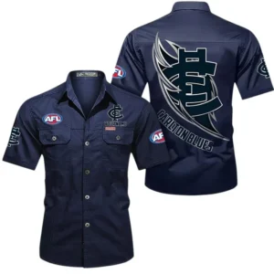 Carlton Fans Gift Short Sleeved Shirt, All Over Print Shỉt For Sport Fan, Custom Name AFL155071425124 - Dark Blue