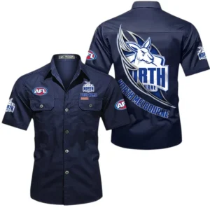 North Melbourne Fans Gift Short Sleeved Shirt, All Over Print Shỉt For Sport Fan, Custom Name AFL155071425125 - Dark Blue