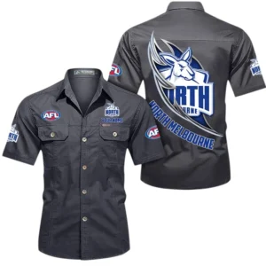 North Melbourne Fans Gift Short Sleeved Shirt, All Over Print Shỉt For Sport Fan, Custom Name AFL155071425125 - Gray