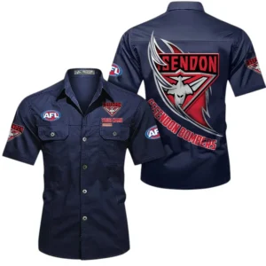 Essendon Fans Gift Short Sleeved Shirt, All Over Print Shỉt For Sport Fan, Custom Name AFL155071425126 - Dark Blue
