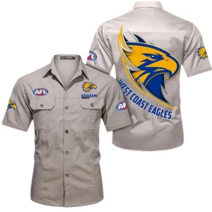 West Coast Eagles Fans Gift Short Sleeved Shirt, All Over Print Shỉt For Sport Fan, Custom Name AFL155071425127 - Beige