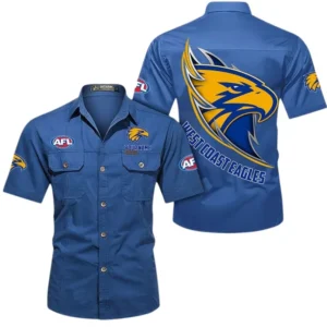 West Coast Eagles Fans Gift Short Sleeved Shirt, All Over Print Shỉt For Sport Fan, Custom Name AFL155071425127 - Cowboy Blue