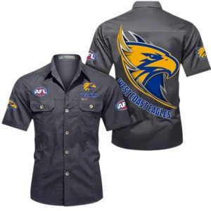West Coast Eagles Fans Gift Short Sleeved Shirt, All Over Print Shỉt For Sport Fan, Custom Name AFL155071425127 - Gray