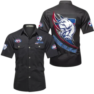Western Bulldogs Fans Gift Short Sleeved Shirt, All Over Print Shỉt For Sport Fan, Custom Name AFL155071425128 - Black