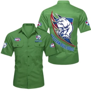 Western Bulldogs Fans Gift Short Sleeved Shirt, All Over Print Shỉt For Sport Fan, Custom Name AFL155071425128 - Fruit Green