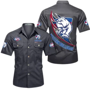 Western Bulldogs Fans Gift Short Sleeved Shirt, All Over Print Shỉt For Sport Fan, Custom Name AFL155071425128 - Gray