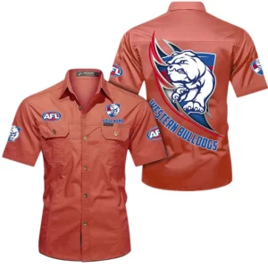 Western Bulldogs Fans Gift Short Sleeved Shirt, All Over Print Shỉt For Sport Fan, Custom Name AFL155071425128 - Red
