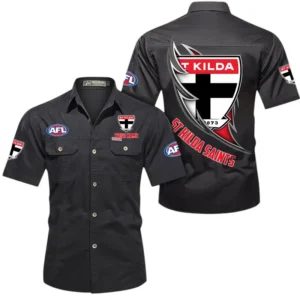 St Kilda Fans Gift Short Sleeved Shirt, All Over Print Shỉt For Sport Fan, Custom Name AFL155071425129 - Black