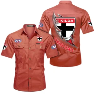 St Kilda Fans Gift Short Sleeved Shirt, All Over Print Shỉt For Sport Fan, Custom Name AFL155071425129 - Red