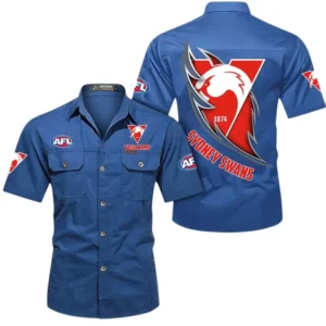 Sydney Swans Fans Gift Short Sleeved Shirt, All Over Print Shỉt For Sport Fan, Custom Name AFL155071425130 - Cowboy Blue