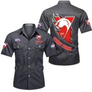 Sydney Swans Fans Gift Short Sleeved Shirt, All Over Print Shỉt For Sport Fan, Custom Name AFL155071425130 - Gray
