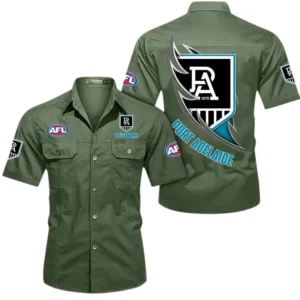 Port Adelaide Fans Gift Short Sleeved Shirt, All Over Print Shỉt For Sport Fan, Custom Name AFL155071425131 - Army Green