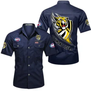 Richmond Fans Gift Short Sleeved Shirt, All Over Print Shỉt For Sport Fan, Custom Name AFL155071425132 - Dark Blue