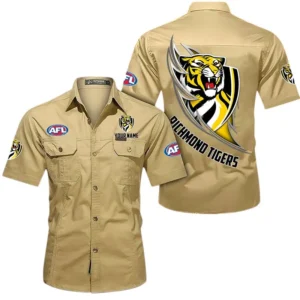 Richmond Fans Gift Short Sleeved Shirt, All Over Print Shỉt For Sport Fan, Custom Name AFL155071425132 - Khaki