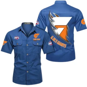 Gws Giants Fans Gift Short Sleeved Shirt, All Over Print Shỉt For Sport Fan, Custom Name AFL155071425133 - Cowboy Blue