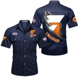 Gws Giants Fans Gift Short Sleeved Shirt, All Over Print Shỉt For Sport Fan, Custom Name AFL155071425133 - Dark Blue