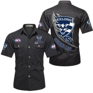 Geelong Cats Fans Gift Short Sleeved Shirt, All Over Print Shỉt For Sport Fan, Custom Name AFL155071425134 - Black