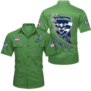 Geelong Cats Fans Gift Short Sleeved Shirt, All Over Print Shỉt For Sport Fan, Custom Name AFL155071425134 - Fruit Green