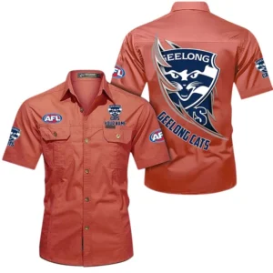 Geelong Cats Fans Gift Short Sleeved Shirt, All Over Print Shỉt For Sport Fan, Custom Name AFL155071425134 - Red