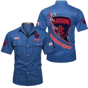 Melbourne Demons Fans Gift Short Sleeved Shirt, All Over Print Shỉt For Sport Fan, Custom Name AFL155071425135 - Cowboy Blue