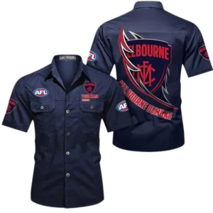 Melbourne Demons Fans Gift Short Sleeved Shirt, All Over Print Shỉt For Sport Fan, Custom Name AFL155071425135 - Dark Blue
