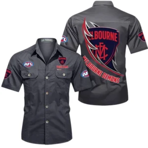 Melbourne Demons Fans Gift Short Sleeved Shirt, All Over Print Shỉt For Sport Fan, Custom Name AFL155071425135 - Gray