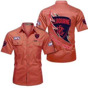 Melbourne Demons Fans Gift Short Sleeved Shirt, All Over Print Shỉt For Sport Fan, Custom Name AFL155071425135 - Red