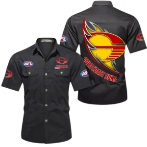 Gold Coast Suns Fans Gift Short Sleeved Shirt, All Over Print Shỉt For Sport Fan, Custom Name AFL155071425136 - Black