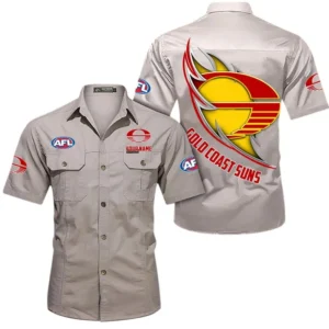Gold Coast Suns Fans Gift Short Sleeved Shirt, All Over Print Shỉt For Sport Fan, Custom Name AFL155071425136 - Beige