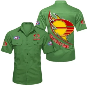 Gold Coast Suns Fans Gift Short Sleeved Shirt, All Over Print Shỉt For Sport Fan, Custom Name AFL155071425136 - Fruit Green
