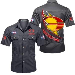 Gold Coast Suns Fans Gift Short Sleeved Shirt, All Over Print Shỉt For Sport Fan, Custom Name AFL155071425136 - Gray