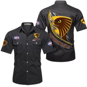Hawthorn Fans Gift Short Sleeved Shirt, All Over Print Shỉt For Sport Fan, Custom Name AFL155071425137 - Black
