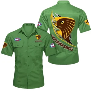 Hawthorn Fans Gift Short Sleeved Shirt, All Over Print Shỉt For Sport Fan, Custom Name AFL155071425137 - Fruit Green