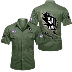 Collingwood Fans Gift Short Sleeved Shirt, All Over Print Shỉt For Sport Fan, Custom Name AFL155071425138 - Army Green