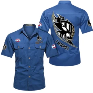 Collingwood Fans Gift Short Sleeved Shirt, All Over Print Shỉt For Sport Fan, Custom Name AFL155071425138 - Cowboy Blue