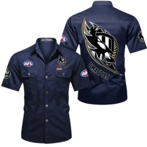Collingwood Fans Gift Short Sleeved Shirt, All Over Print Shỉt For Sport Fan, Custom Name AFL155071425138 - Dark Blue