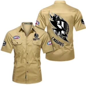 Collingwood Fans Gift Short Sleeved Shirt, All Over Print Shỉt For Sport Fan, Custom Name AFL155071425138 - Khaki