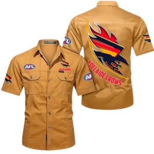 Adelaide Crows Fans Gift Short Sleeved Shirt, All Over Print Shirt For Sport Fan, Custom Name AFL155071425139 - Turmeric