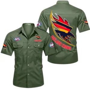 Adelaide Crows Fans Gift Short Sleeved Shirt, All Over Print Shỉt For Sport Fan, Custom Name AFL155071425139 - Army Green