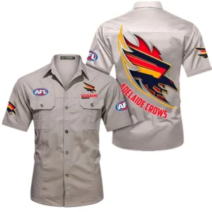 Adelaide Crows Fans Gift Short Sleeved Shirt, All Over Print Shỉt For Sport Fan, Custom Name AFL155071425139 - Beige