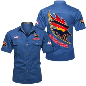 Adelaide Crows Fans Gift Short Sleeved Shirt, All Over Print Shỉt For Sport Fan, Custom Name AFL155071425139 - Cowboy Blue