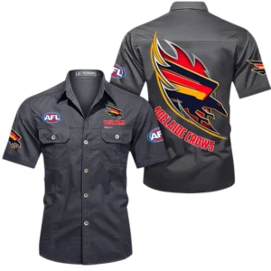 Adelaide Crows Fans Gift Short Sleeved Shirt, All Over Print Shỉt For Sport Fan, Custom Name AFL155071425139 - Gray