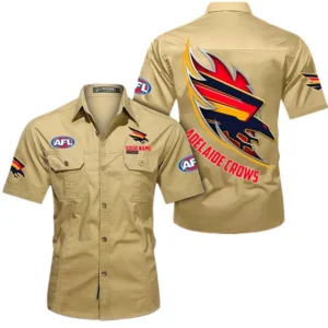 Adelaide Crows Fans Gift Short Sleeved Shirt, All Over Print Shỉt For Sport Fan, Custom Name AFL155071425139 - Khaki