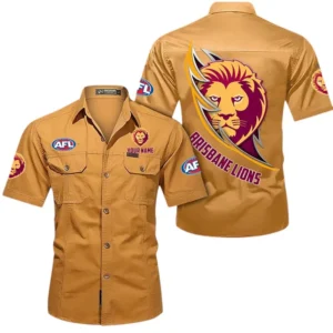 Brisbane Lions Fans Gift Short Sleeved Shirt, All Over Print Shirt For Sport Fan, Custom Name AFL155071425140 - Turmeric
