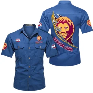Brisbane Lions Fans Gift Short Sleeved Shirt, All Over Print Shirt For Sport Fan, Custom Name AFL155071425140 - Cowboy Blue