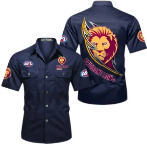 Brisbane Lions Fans Gift Short Sleeved Shirt, All Over Print Shirt  For Sport Fan, Custom Name AFL155071425140 - Dark Blue