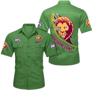 Brisbane Lions Fans Gift Short Sleeved Shirt, All Over Print Shirt For Sport Fan, Custom Name AFL155071425140 - Fruit Green