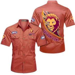 Brisbane Lions Fans Gift Short Sleeved Shirt, All Over Print Shirt For Sport Fan, Custom Name AFL155071425140 - Red
