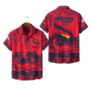 Adelaide Crows Fans Gift Hawaiian Shirt, All Over Print Hawaiian Shirt For Sport Fan, Custom Name AFL157071425138
