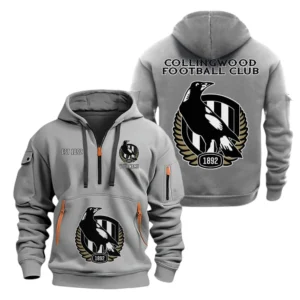 Collingwood Fans Gift Hoodie Half Zipper, All Over Print Hoodie Half Zipper For Sport Fan AFL143071525123 - Grey